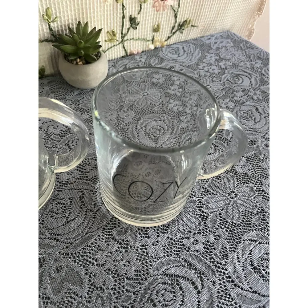 Rae Dunn Mug Lot of 3 EXPLORE Ceramic Plus WARM COZY Glass Mugs by Magenta